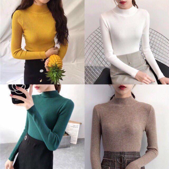 Áo Len Cổ 3 phân len Tơ Mềm Mịn