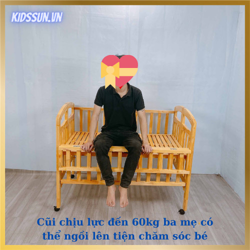 Giường Cũi - Nôi Cũi Cho Bé Từ Sơ Sinh Đến 3-4 Tuổi - Chất Liệu Gỗ Thông Tự Nhiên - Combo 3 Sản Phẩm - Kích thước 70 x 110 x 96cm ( R x D x C )