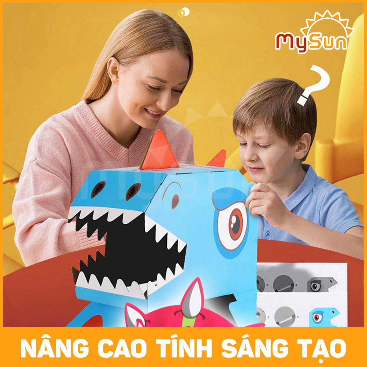 Đồ chơi lắp ráp, ghép khủng long cho bé hóa trang bằng bìa carton MySun