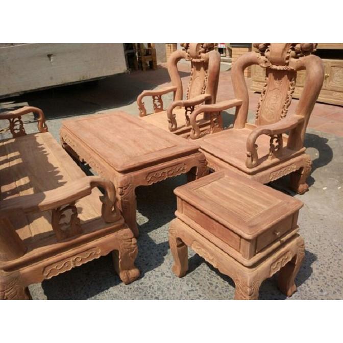 Bộ bàn ghế gỗ cẩm nam phi hàng đào tay 12