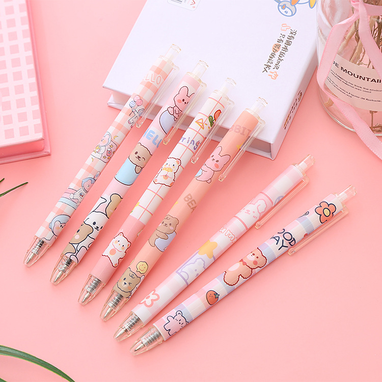 Set 20 bút bi gel, bút nước mực đen mix nhiều mẫu đa dạng tặng kèm túi đựng cute