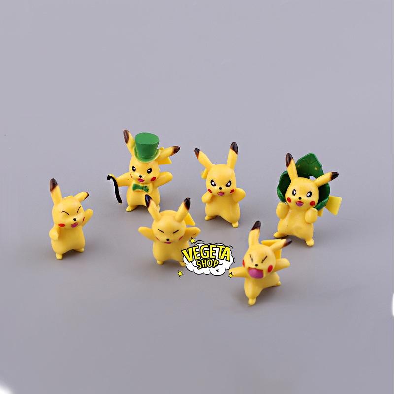 Mô hình Pikachu - Trọn bộ 6 mô hình Pikachu cây lá cực dễ thương - Cao khoảng 3 ~ 5.5cm