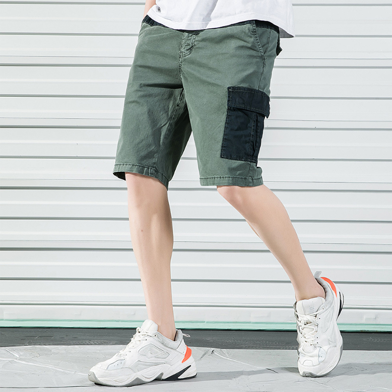 Men's Cotton Casual Shorts Summer Colorblock Beach Pants