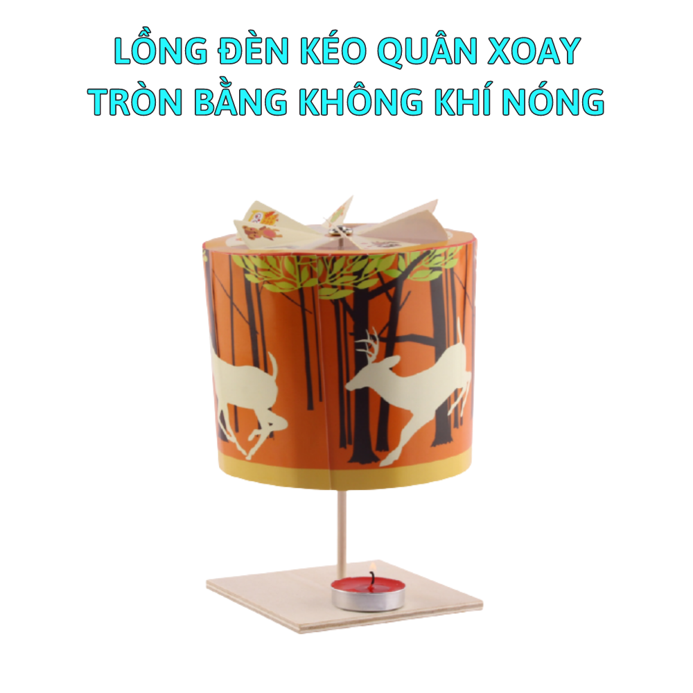 Đồ chơi khoa học tự làm lồng đèn kéo quân bằng gỗ xoay tròn bằng không khí nóng