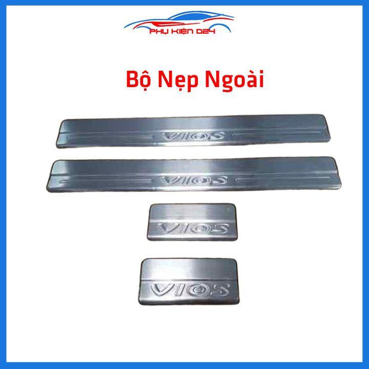 Bộ ốp bậc cửa trong ngoài nẹp bước chân Vios 2014-2015-2016-2017 Inox chống trầy trang trí xe