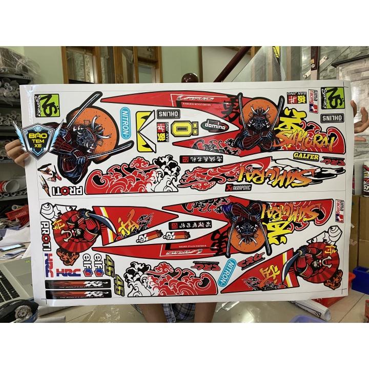 Tem rời dán xe vario 150 Samurai đỏ đen - Bi Decal