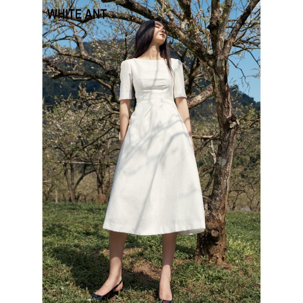 Đầm Thiết Kế Dáng Xoè Nữ WHITE ANT SIKA CIRCULAR DRESS Cổ Thuyền Phối Ly Chéo Eo Quyến Rũ 120400166