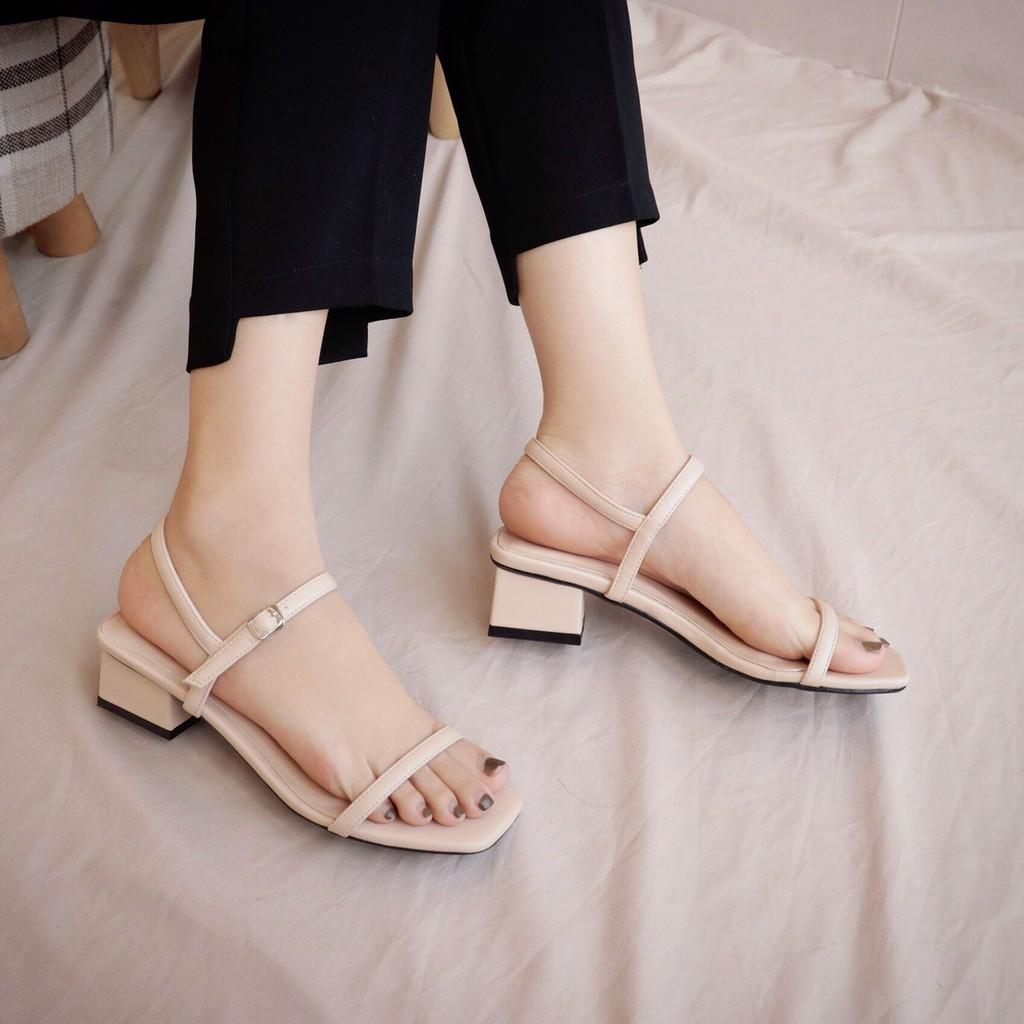 Sandal nữ cao gót 3p quai mảnh gót vuông mũi vuông thời trang bAimée &amp; bAmor - MS1588