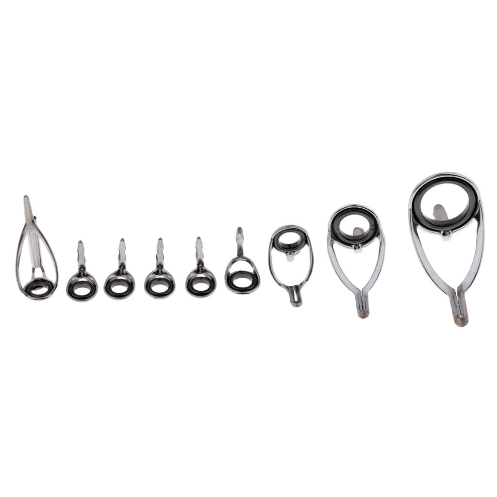 18pcs Stainless Steel Frame Ceramic Ring Fishing Rod Guides Tips Rings