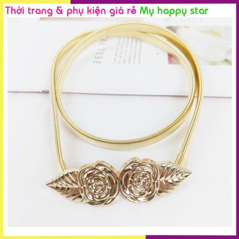 Thắt lưng vintage kim loại hoa hồng và lá dễ thương TTL13