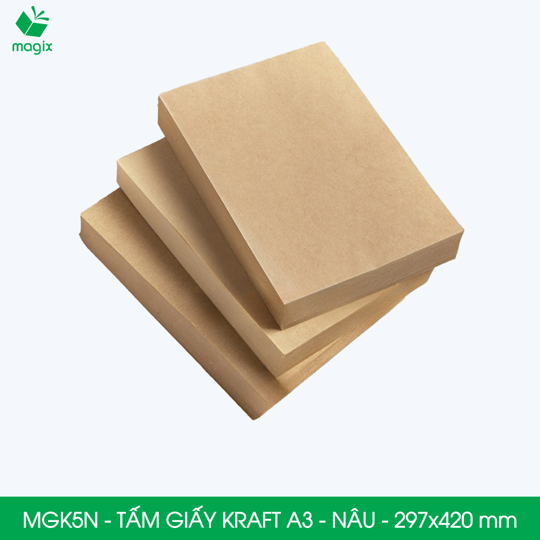 MGK5N - A3 - 70 gsm - 500 tờ giấy kraft nâu - Dùng gói hàng, bọc quà, làm nháp, chèn lót chống sốc