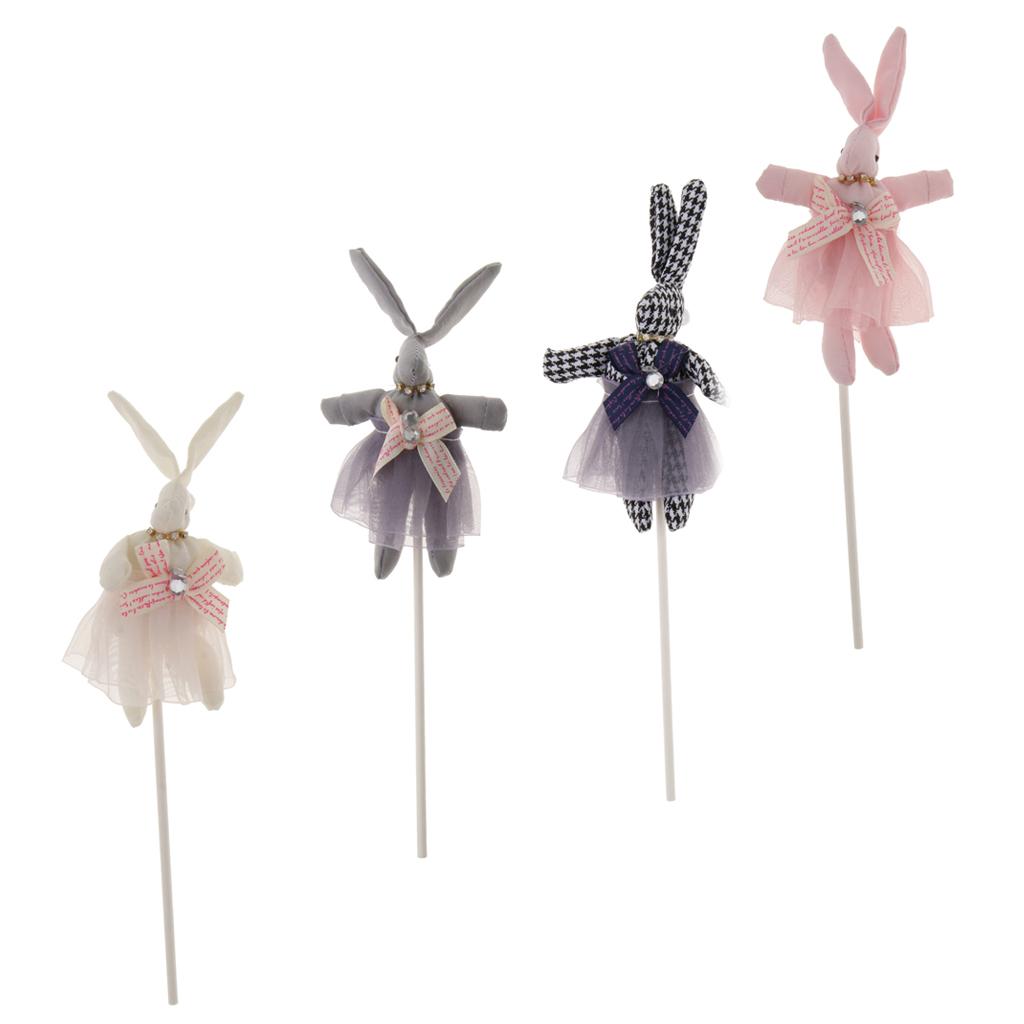 Bunny Shape Cake Topper Insert Sticks Wedding Party Cake Decoration