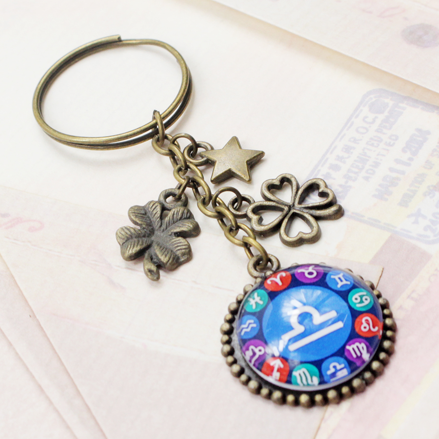 Móc khóa 12 cung hoàng đạo Zodiac tông xanh dương 06646-M14