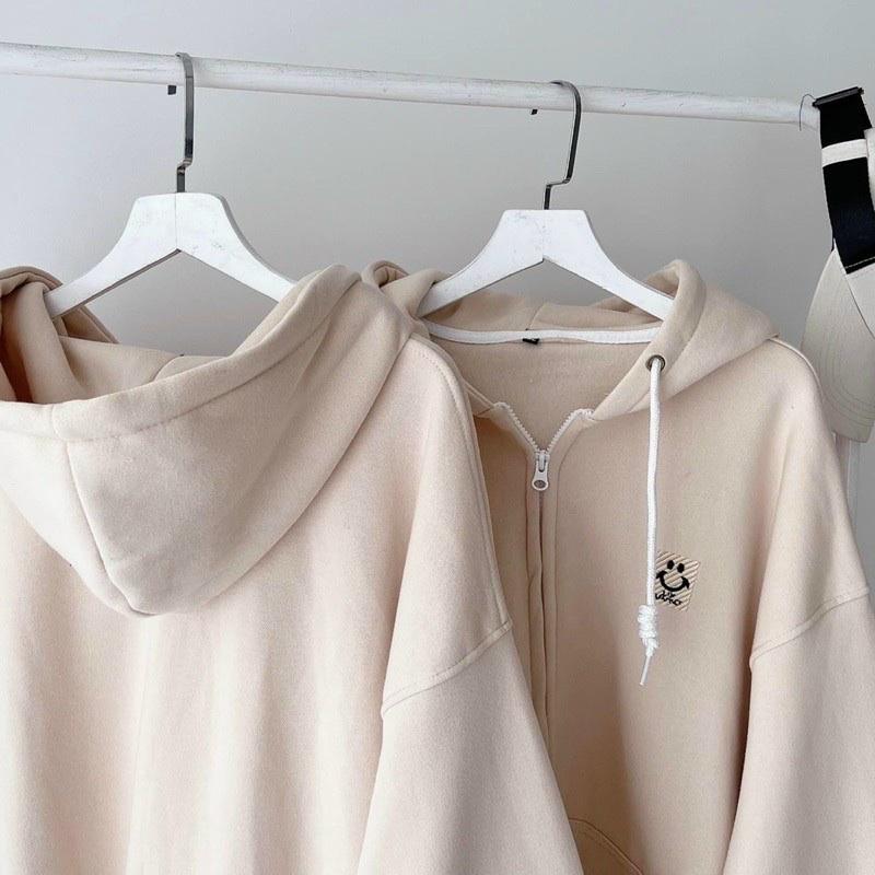 Áo KHOÁC Hoodie Thêu Mặt Cười 3 Màu Nam Nữ Ulzzang Unisex