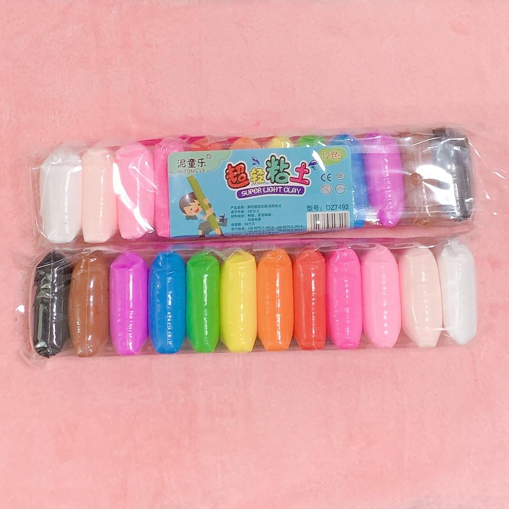 Bộ 12 Gói Đất Sét Nhật làm Slime Siêu Nhẹ - Thủ Công - Soft Clay - Nguyên Liệu Làm Slime