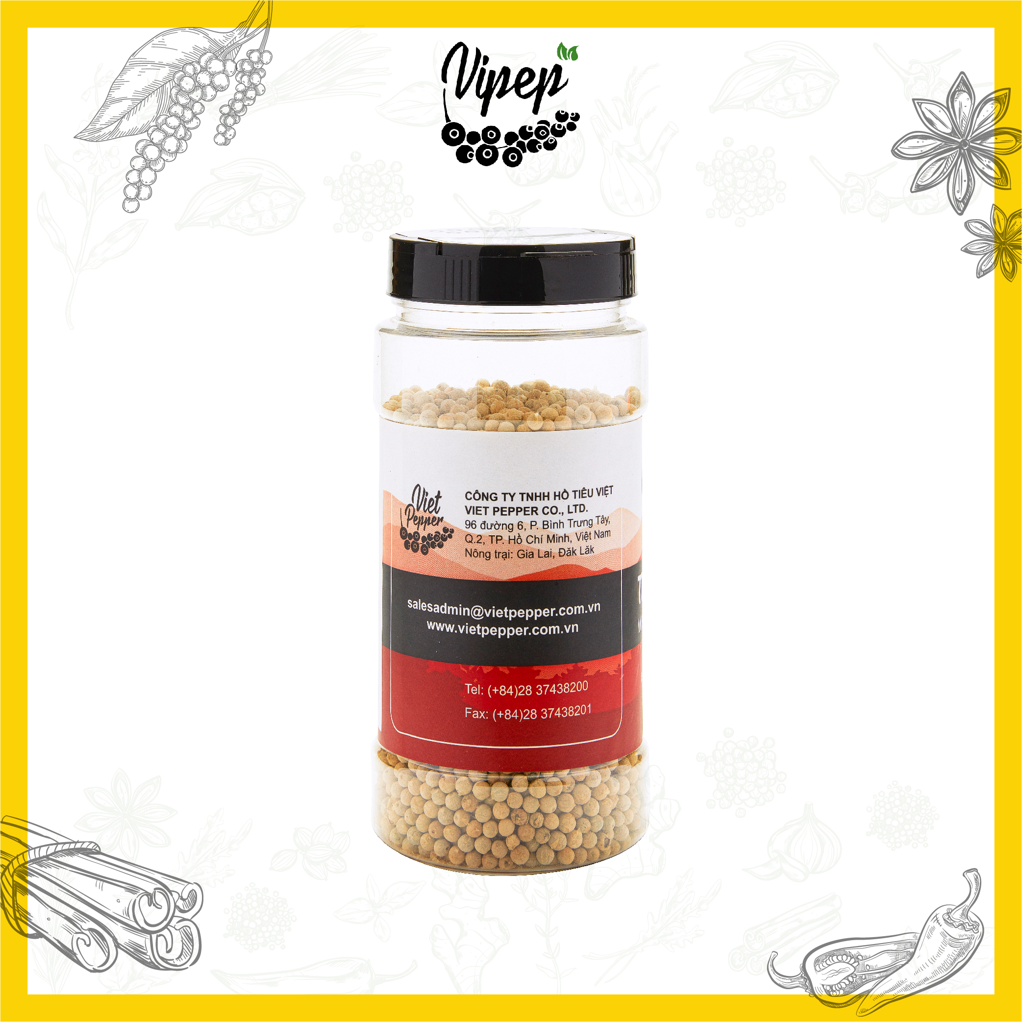 Hạt tiêu hạt to Vipep 100% có nhiều size, nồng thơm ngon nguyên hạt 250g