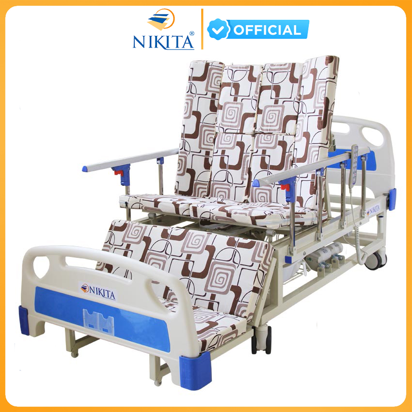 Giường bệnh nhân đa chức năng NIKITA DCN16 - Nâng đầu, Nâng chân, nghiêng trái phải, bô vê sinh, gội đầu, remote