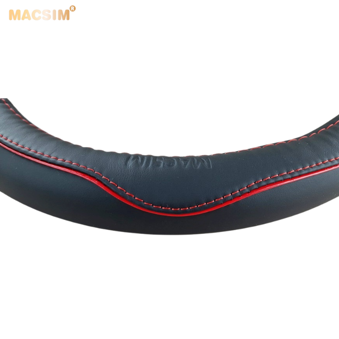 Bọc vô lăng cao cấp Honda màu đen đan đỏ chất liệu da thật 100%, khâu tay thủ công size M phù hợp các loại xe - Nhãn hiệu Macsim mã 8477
