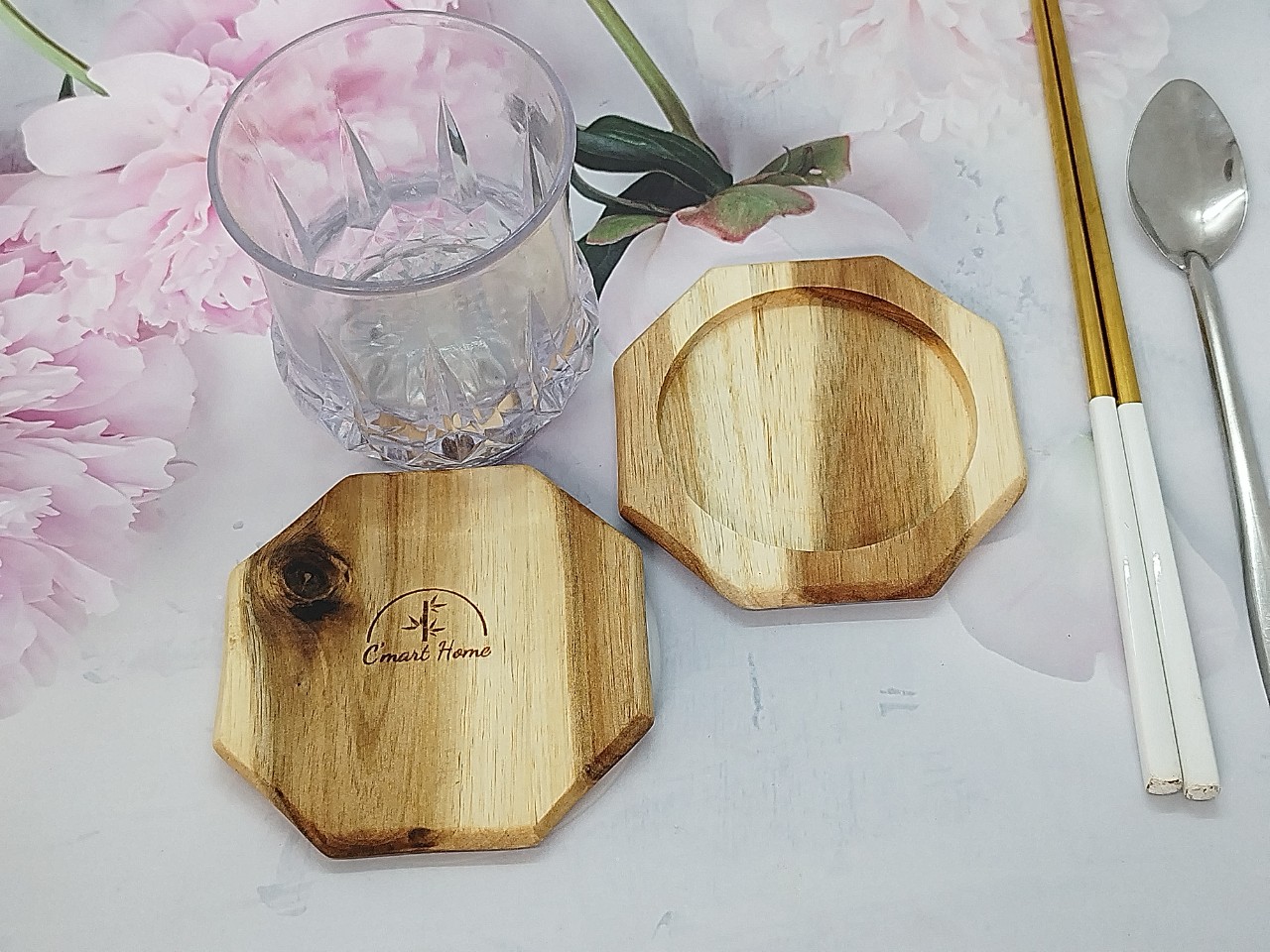 Miếng Lót Ly Cao Cấp Gỗ Tràm Siêu Bền Kháng Nước Cực Tốt Cmart Home