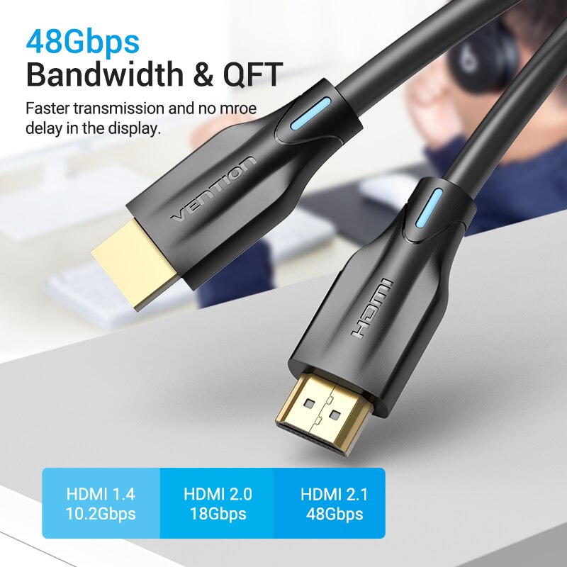 Cáp HDMI chuẩn 2.1 Vention hỗ trợ 4K, 5k dài 1m - 5m - Hàng chính hãng