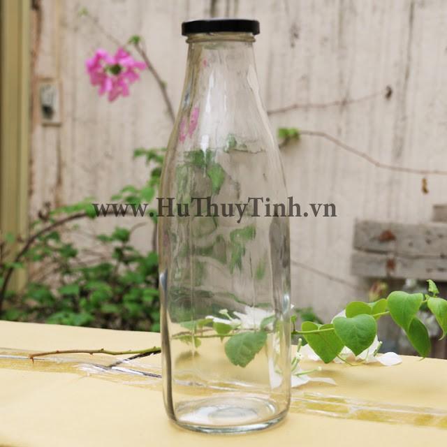 Chai lọ thủy tinh nắp thiếc đựng nước đựng sữa 200ml, 300ml, 500ml, 1000ml (chai trơn không in hình)