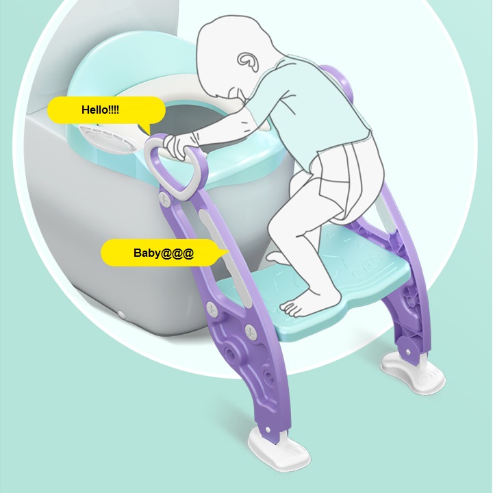 Ghế ngồi bồn cầu cho bé có thang vịn an toàn OC0592