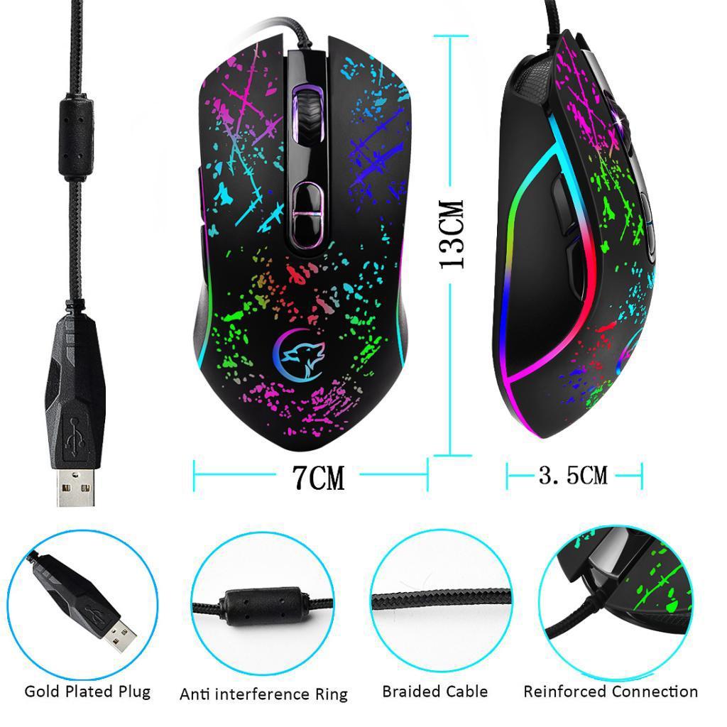 3200DPI Mechanical Macros Mouse Wired Gaming Mice USB RGB LED Backlit