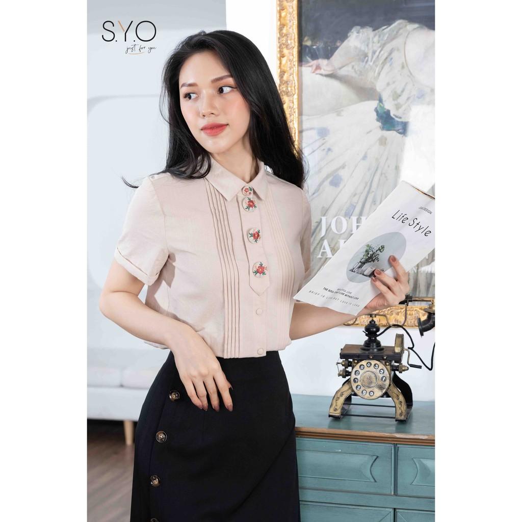 Chân váy dáng A bổ cúc, đính khuy lệch sườn SYO V2006-21