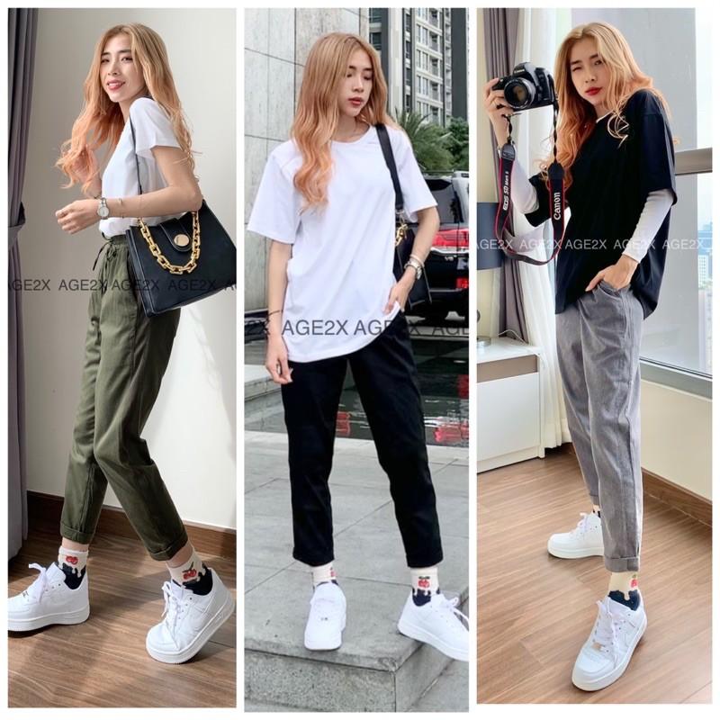 BAGGY KAKI NỮ AGE2X Phối dễ dàng với giày cao gót , giày thể thao . Hầu hết mix cực yêu với các phom áo