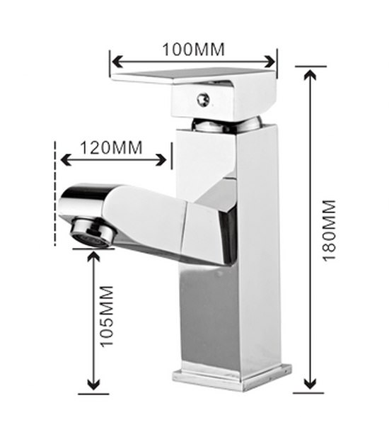 Vòi Lavabo nóng lạnh trụ vuông kiêm đầu xịt - Hợp kim+ 2 dây cấp