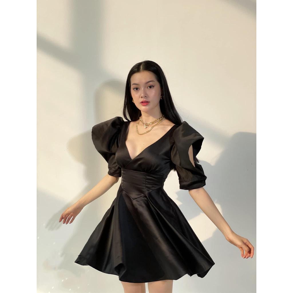 Đầm Cổ Chéo Tay Phồng Khoét Dimi Dress Siêu Xinh - YUME Y0665