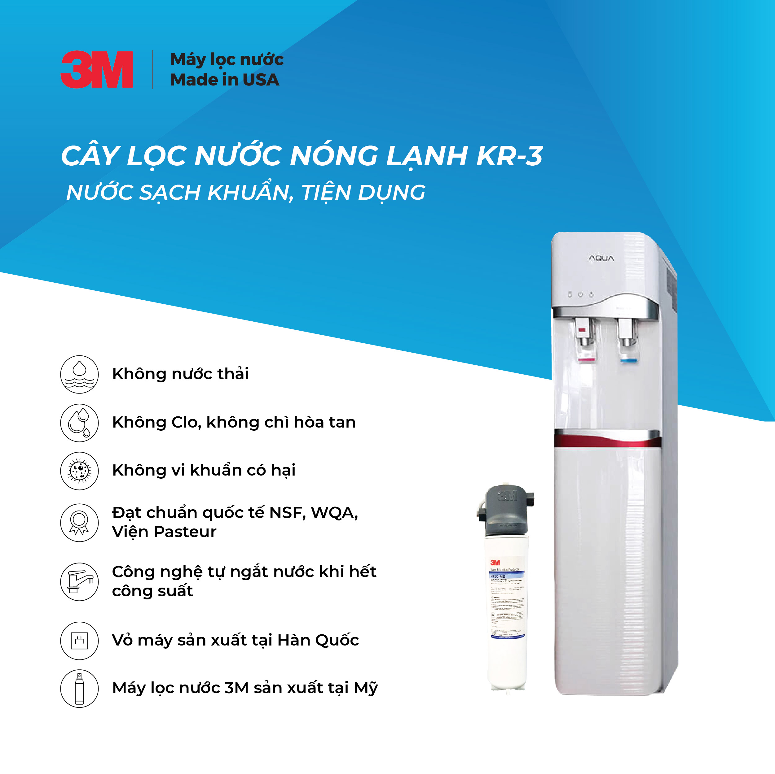 Cây Lọc Nước Nóng Lạnh 3M KR3-2V (Sử Dụng 3M BREW120-MS) - Hàng Chính Hãng