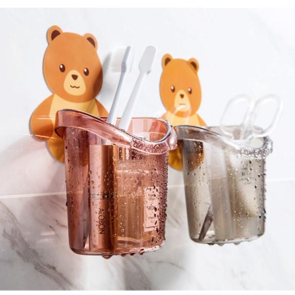 Cốc Gấu Dán Tường Đựng Bàn Chải Đánh Răng, Cốc Đựng Kem Đánh Răng Hình Gấu Cute