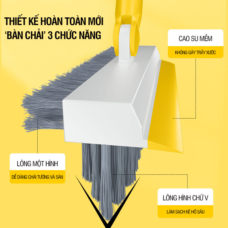 Cây chà sàn nhà tắm, chổi cọ sàn và gạt nước 2 trong 1, cọ sạch khe hẹp và góc tường - OKwife Brush N04