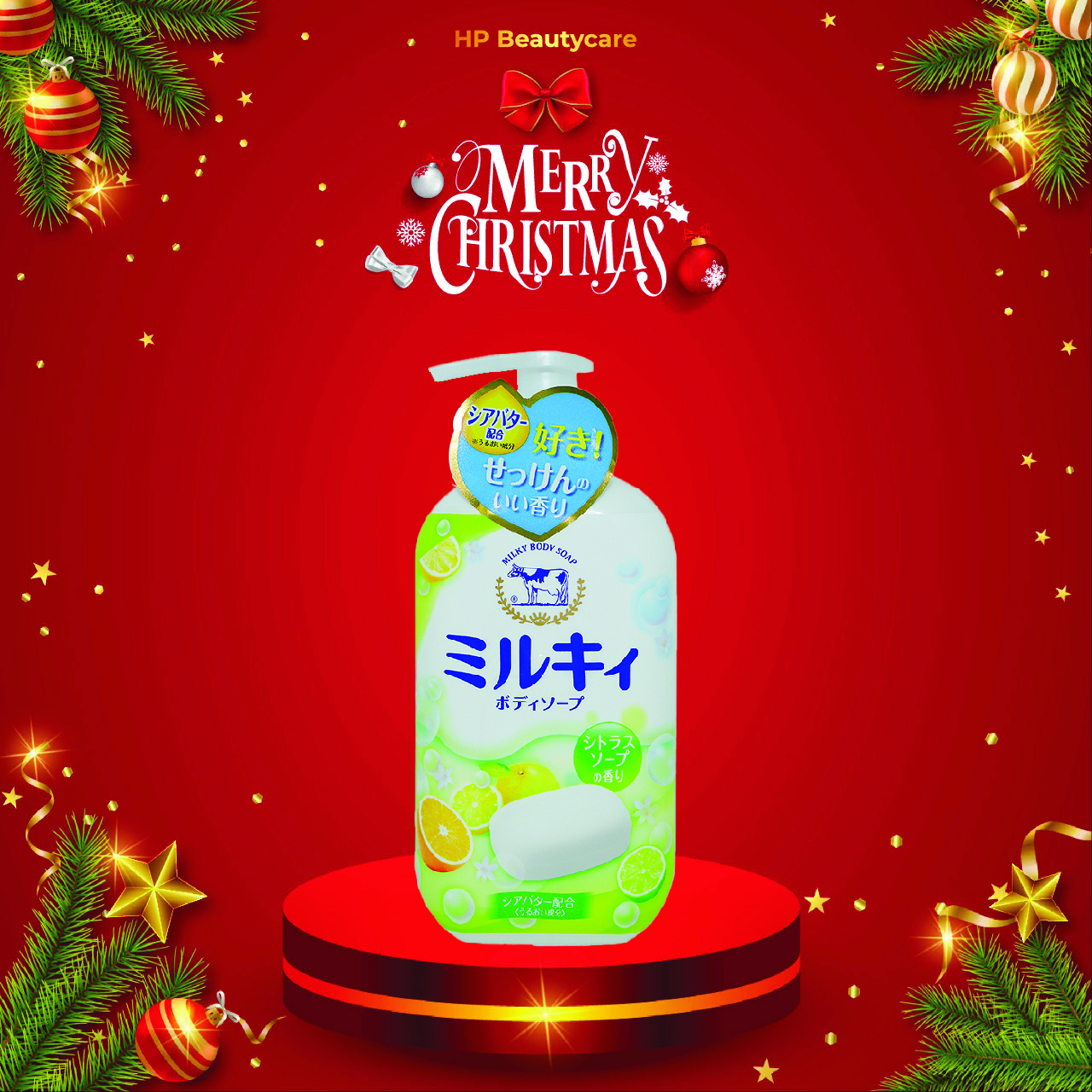 Sữa Tắm Cow Milky Body Soap Citrus Pump Dưỡng Trắng Mịn Da Hương Cam Chanh Chai 550ml (Combo 550ml Và Set 24ml)
