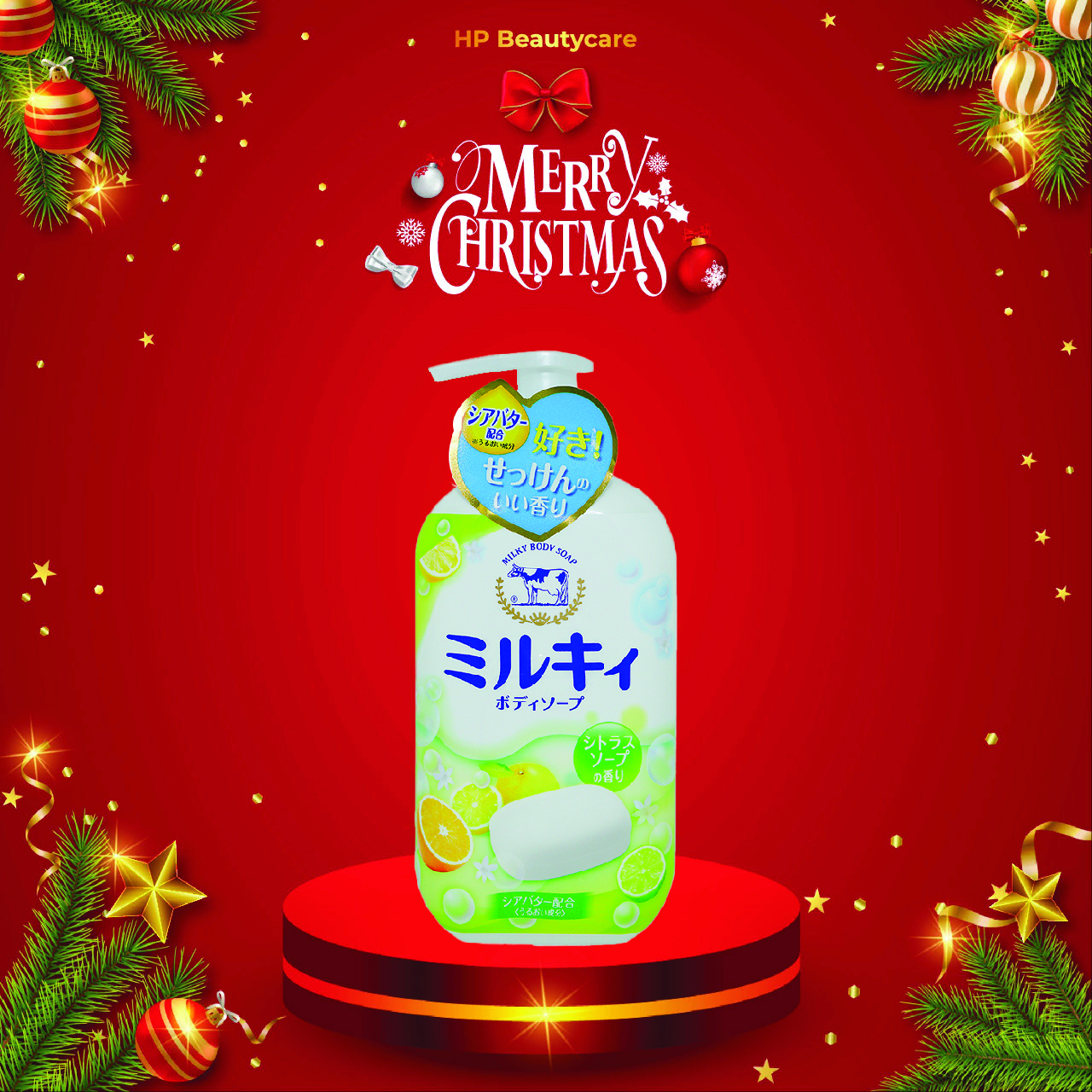 Sữa Tắm Cow Milky Body Soap Citrus Pump Dưỡng Trắng Mịn Da Hương Cam Chanh Chai 550ml