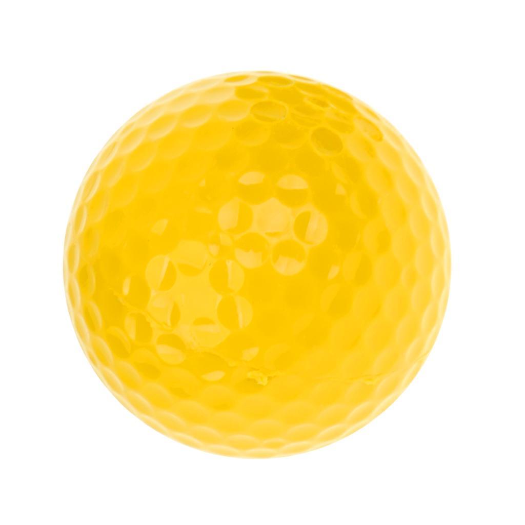 2xElastic Synthetic Rubber Golf Ball Training Practice Ball Yellow 42.6mm