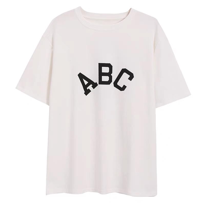 Áo thun nữ ABC form rộng tay lỡ chất vải Cotton NHUNG cao cấp mềm mịn, áo phông đen trắng Unisex nam nữ đẹp