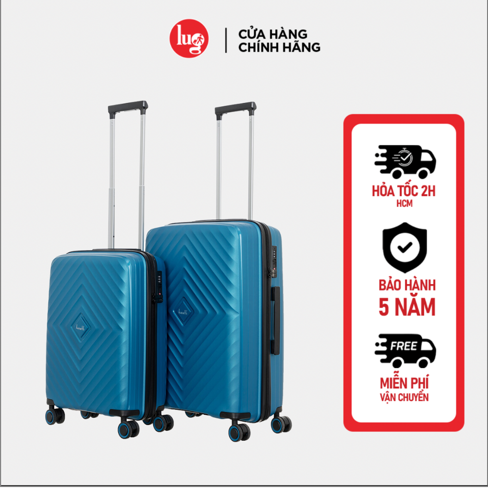 Combo 2 Vali Kéo LUG Lusetti S20/S24 LS1159 Nhựa PP chống bể vỡ, Khóa TSA an ninh quốc tế