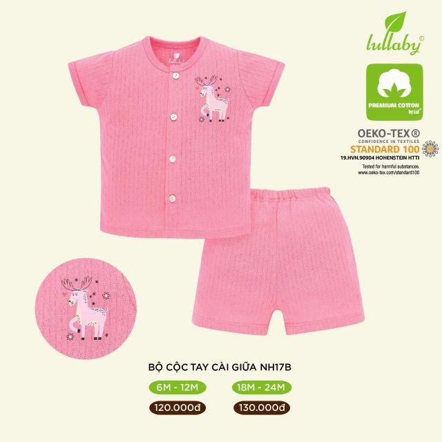 Bộ cộc tay Lullaby cotton cài giữa vân thoáng bé trai, bé gái