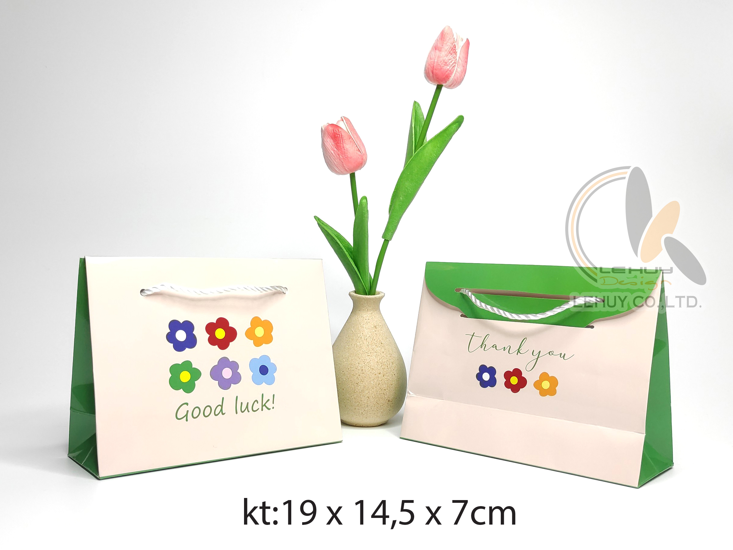 TÚI GIẤY ĐẸP GOOG LUCK HOẠ TIẾT KT 19X14.5X7 CM (COMBO 50 TÚI)