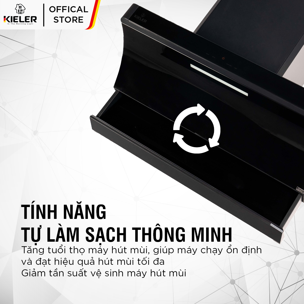 Máy hút mùi KIELER KL-SUPER988 kính Tempered cong kết hợp Inox hiện đại, công suất hút cao, hoạt động êm dịu - Hàng Chính Hãng