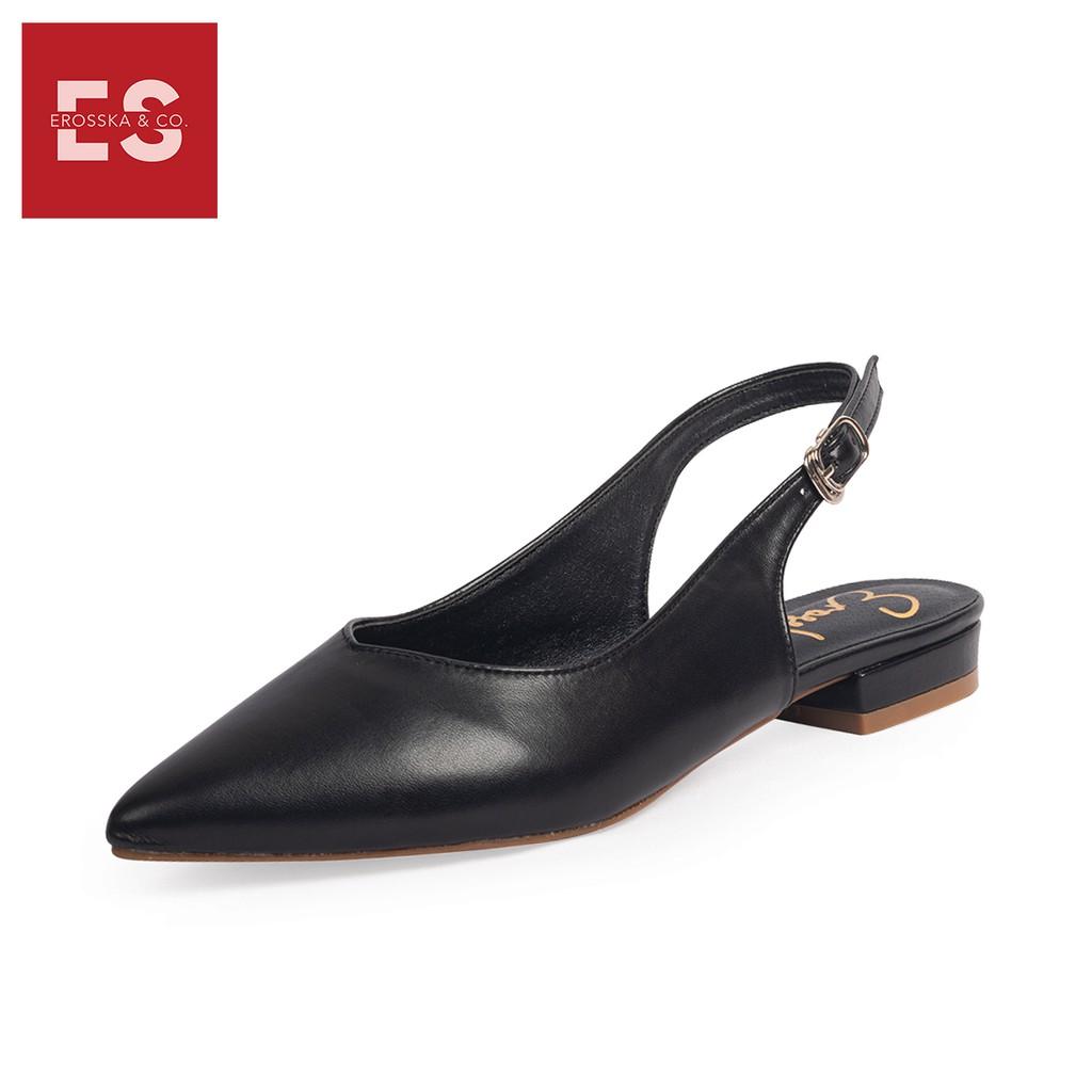 Giày cao gót Erosska mũi nhọn phối dây hở gót cao 2cm màu đen _ EL001