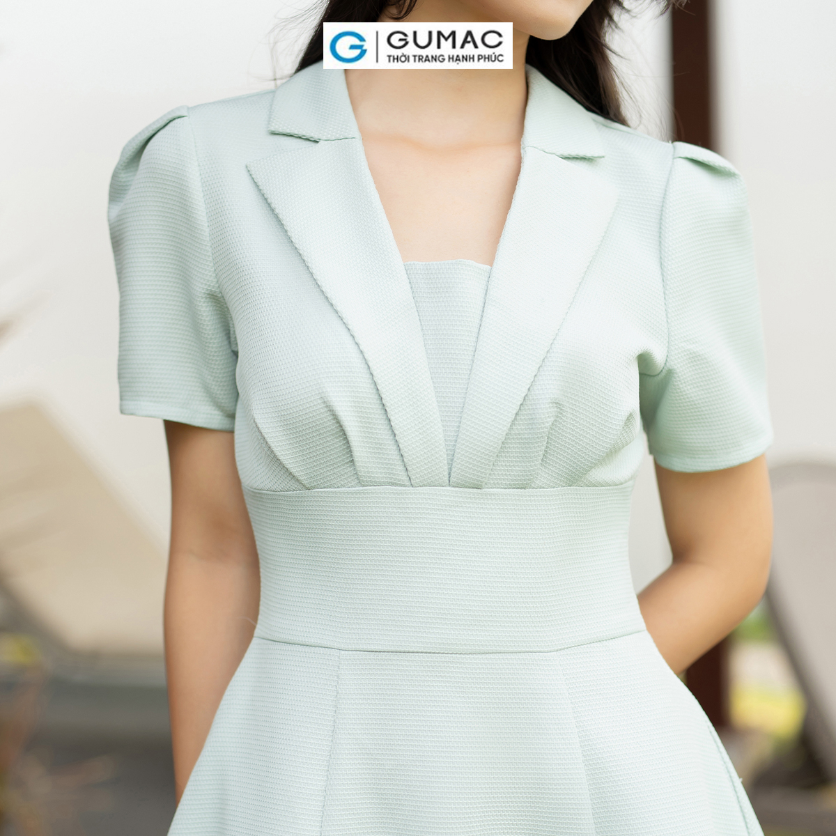 Đầm xòe cổ danton thanh lịch sang trọng thời trang GUMAC DD07041