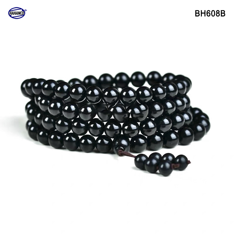 Chuỗi vòng đeo tay/đeo cổ sừng Trâu 108 hạt/8mm màu đen bóng phong thủy - Tĩnh Tâm - An Yên