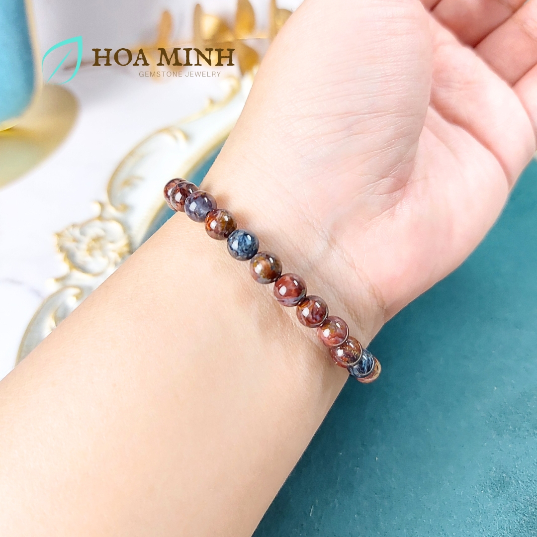 Vòng tay đá Pietersite "Giông Bão" thiên nhiên size 7 li hợp mệnh Thủy Mộc