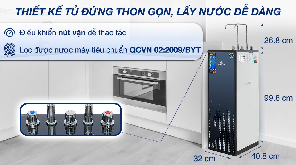 Máy lọc nước RO Hòa Phát 3 chức năng HPN666 - Hệ thống 11 lõi - Tủ đứng - Hàng chính hãng - Bảo hành 3 năm