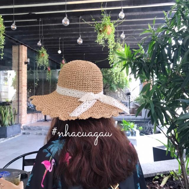 Nón cói viền ren nơ best seller