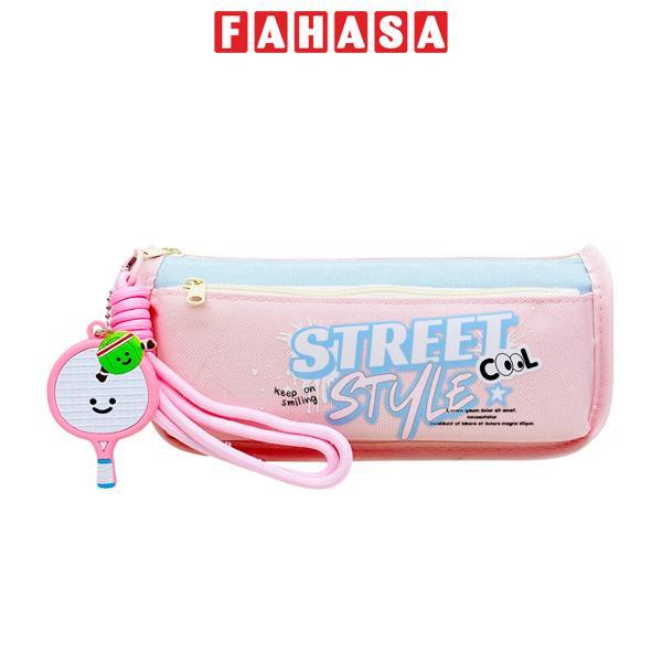 Bóp Viết Street Style Cool 2 Ngăn Kèm Móc Treo - Yescholar 9336 - Màu Hồng