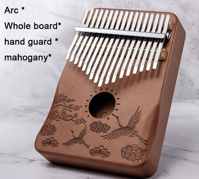 Đàn kalimba 17 phím gỗ nguyên khối Mahogany Cega -IM170152 họa tiết chim hạc Tặng búa chỉnh âm , stick màu, khăn lau đàn và bông tắm xơ mướp PROVK399